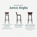 Ver imagem 3 de Kit 3 Banquetas para Cozinha Banco Alto Junco Argila Balcão Ilha Bancada Bares Piscina Área Gourmet