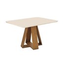 Ver imagem 3 de Mesa Multiuso Cozinha Kiara C/ Tampo Madeirado C/ Vidro Curvo 120x90cm Cedro/off White - Dj Móveis