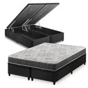 Ver imagem 1 de Cama Box Baú King Bipartido Preto + Colchão Espuma D33 Ortopédico Zidi San Francisco 193x203x59cm