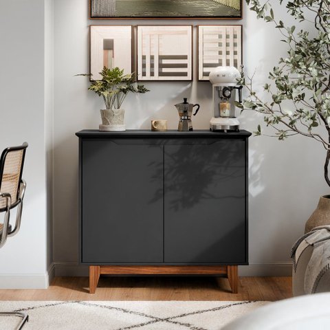 Buffet 02 Portas sem Gaveta Flow: Preto