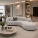 Ver imagem 3 de Sofá Zah 210 cm 3 Lugares Luxo Orgânico Curvo Bouclé Premium:Bouclé Cinza