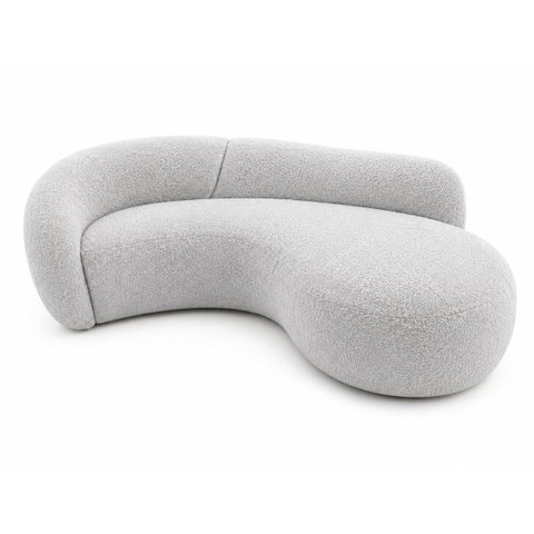 Sofá Zah 210 cm 3 Lugares Luxo Orgânico Curvo Bouclé Premium:Bouclé Cinza