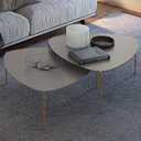 Ver imagem 2 de Kit 02 Mesas de Centro para Sala de Estar Pés Industrial Dourado Alef I03 Grigio - Lyam Decor