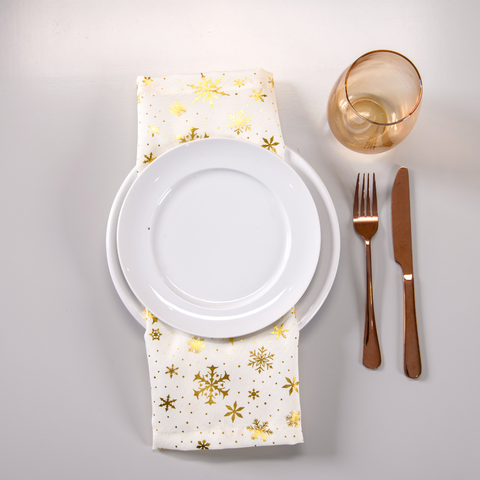 Kit 10 Pçs Guardanapo 10 Lugares 42x42cm Lumine Natal Tecido Oxford Estampado:Branco