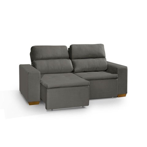 Sofá 3 Lugares 195cm Com Molas, Retrátil E Reclinável Cinza