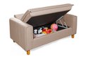 Ver imagem 5 de Sofa Living com Bau Multiuso 2 Lugares Suede Pes em Madeira: Bege