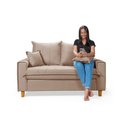 Ver imagem 4 de Sofa Living com Bau Multiuso 2 Lugares Suede Pes em Madeira: Bege