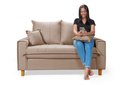 Ver imagem 4 de Sofa Living com Bau Multiuso 2 Lugares Suede Pes em Madeira: Bege