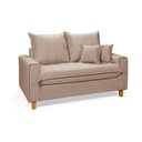 Ver imagem 1 de Sofa Living com Bau Multiuso 2 Lugares Suede Pes em Madeira: Bege