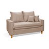 Sofa Living com Bau Multiuso 2 Lugares Suede Pes em Madeira: Bege - 1
