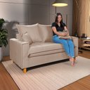 Ver imagem 3 de Sofa Living com Bau Multiuso 2 Lugares Suede Pes em Madeira: Bege