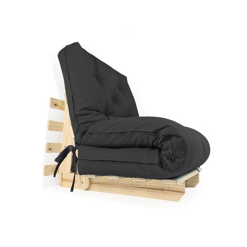 Sofá Cama Solteiro Futon Dobrável Preto