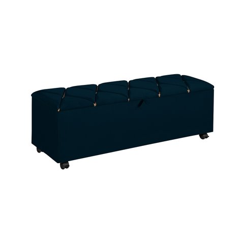 Baú Puff Recamier 155cm Azul Escuro