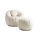 Ver imagem 4 de Kit Poltrona Decorativa c/Puff e Almofada Concha Veludo Bege - Montanaris Decor