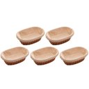 Ver imagem 1 de 5 Cestas Porta Pão 24x17cm Oval Rattan Plástico Forro Tecido Cesto Lyor
