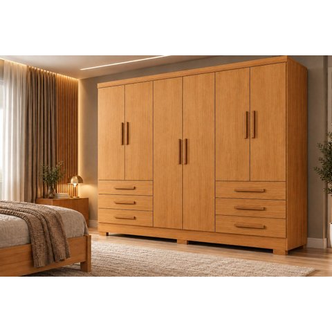 Guarda Roupa Casal 6 Portas 6 Gavetas Dakar Novo Horizonte Cinamomo/Marron