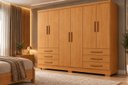 Ver imagem 1 de Guarda Roupa Casal 6 Portas 6 Gavetas Dakar Novo Horizonte Cinamomo/Marron