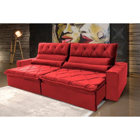 Sofá Retrátil/reclinável França 250cm Suede Velut com Molas no Assento - King House