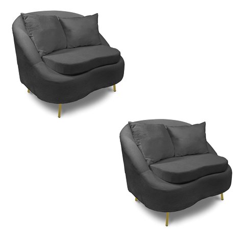 Poltrona Decorativa Orgânica Pé Ferro Dou Kit 2 Zaya Bouclê C05 - D’Rossi
