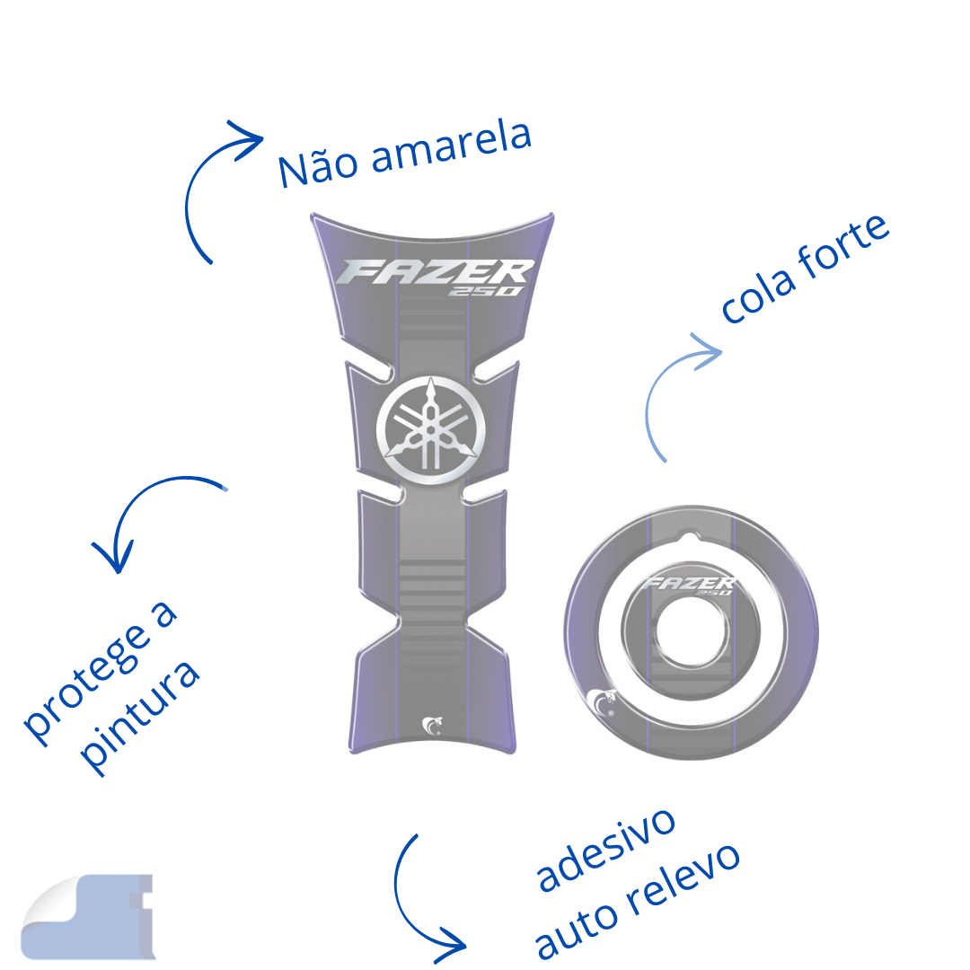 Kit Adesivo Resinado Protetor Tanque e Bocal Moto Yamaha Fazer 250 Teu Adesivo Adesivo Protetor Tanq - 4