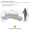 Ver imagem 3 de Sofá de Canto Orgânico 4 Lugares 265cm Base de Ferro Chaise Esquerda Luna Yescasa