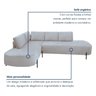Sofá de Canto Orgânico 4 Lugares 265cm Base de Ferro Chaise Esquerda Luna - 4