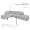 Sofá de Canto Orgânico 4 Lugares 265cm Base de Ferro Chaise Esquerda Luna - 5