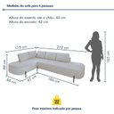 Ver imagem 3 de Sofá de Canto Orgânico 4 Lugares 272cm Base de Ferro Chaise Esquerda Luna Yescasa