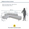 Sofá de Canto Orgânico 4 Lugares 265cm Base de Ferro Chaise Esquerda Luna - 3