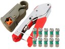 Ver imagem 1 de Kit Alicate Compressão + Decapador + 10 Conectores Rg6