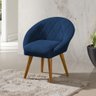 Kit 6 Poltronas Decorativa Canastra Estofada Veludo Azul Marinho Pés Palito em Madeira Maciça - 2