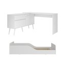 Ver imagem 3 de Kit Cama Infantil Montessoriana com Escrivaninha 2 Portas 1 Gaveta Lume Multimóveis MP4823 Branco
