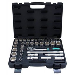 Kit Jogo De Chaves Catraca Soquete Cachimbo Estriado 1/2 10-32mm Encaixe Em Crv Com Extensor 39 Peca - 1