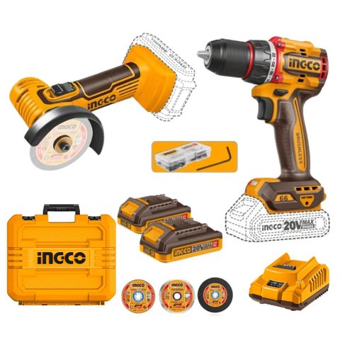 Kit Combo Mini Esmerilhadeira 3'' + Parafusadeira 66NM (CKLI20766-9) - Ingco