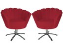 Ver imagem 1 de Kit 2 Poltronas Decorativa Pétala Base Giratória Metal Suede Vermelho Mz Decor