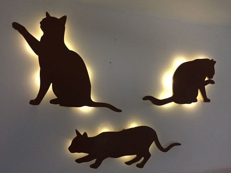 Luminaria mesa pet gato cinza startec