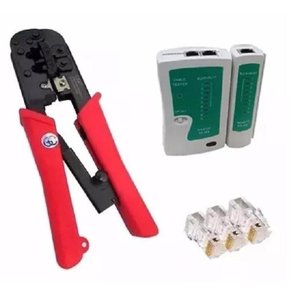 Kit Alicate Crimpar Rj45 Rj11 Catraca Testador Cabo 100 Plug