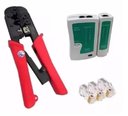 Ver imagem 1 de Kit Alicate Crimpar Rj45 Rj11 Catraca Testador Cabo 100 Plug