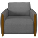 Ver imagem 5 de Poltrona para Sala de Estar Decorativa Pés de Madeira Base Fixa Flora M03 Linho Chumbo - Lyam
