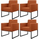 Ver imagem 1 de Kit 04 Poltronas Decorativas Sala Base Fixa Metal Helô L02 Tecido Terracota - Lyam Decor