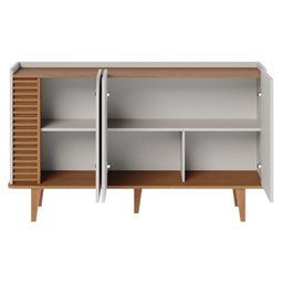 Cristaleira e Aparador Buffet para Sala Jurerê Off White Matte Freijó – Colibri - 8
