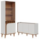 Ver imagem 1 de Cristaleira e Aparador Buffet para Sala Jurerê Off White Matte Freijó – Colibri