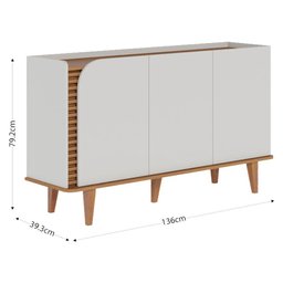 Cristaleira e Aparador Buffet para Sala Jurerê Off White Matte Freijó – Colibri - 7