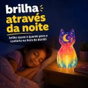 Ver imagem 2 de Luminária Gatinho Geométrico Abajur LED Infantil para Pintar + Pintura Tinta Guache Pincel Paleta
