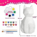 Ver imagem 3 de Luminária Gatinho Geométrico Abajur LED Infantil para Pintar + Pintura Tinta Guache Pincel Paleta