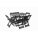 Ver imagem 2 de Conjunto Mesa Dobrável Retangular 120x70 com 6 Cadeiras em Madeira Maciça Preto - Straub Web