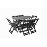 Conjunto Mesa Dobrável Retangular 120x70 com 6 Cadeiras em Madeira Maciça Preto - Straub Web - 2