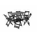 Ver imagem 1 de Conjunto Mesa Dobrável Retangular 120x70 com 6 Cadeiras em Madeira Maciça Preto - Straub Web