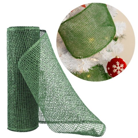Tela Malha Tule Sisal Verde Decorativa Natal Luxo Rústico 25cm X 5 Metros