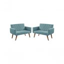 Ver imagem 1 de Kit 2 Poltronas 2 Lugares Braço Anabelle Unidecor Turquesa